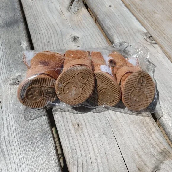 ACL Dog Shoes Booties Winter Boots Faux Suede Moccasins Style Adjustable… - Picture 3 of 4